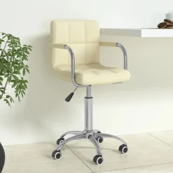 vidaXL Silla de oficina giratoria de tela color Crema Outlet