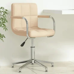 vidaXL Silla de oficina giratoria de tela color Crema Online