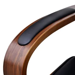 vidaXL Silla de oficina giratoria madera curvada y cuero artificial Negro y marrón
