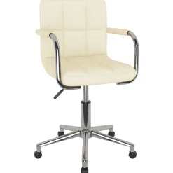 vidaXL Silla de oficina giratoria de tela color Crema New