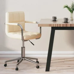 vidaXL Silla de oficina giratoria de tela color Crema New