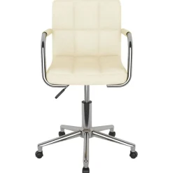 vidaXL Silla de oficina giratoria de tela color Crema New