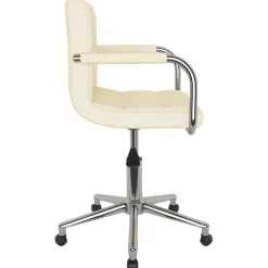 vidaXL Silla de oficina giratoria de tela color Crema New