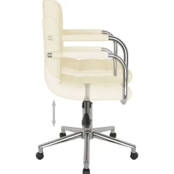 vidaXL Silla de oficina giratoria de tela color Crema New