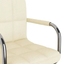 vidaXL Silla de oficina giratoria de tela color Crema New