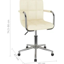 vidaXL Silla de oficina giratoria de tela color Crema New
