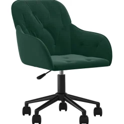 vidaXL Silla de oficina giratoria de terciopelo Verde oscuro Online