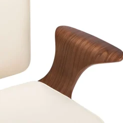 vidaXL Mobiliario De Oficina-Silla de oficina giratoria cuero sintético madera curva crema