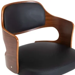 vidaXL Silla de oficina giratoria madera curvada cuero sintético negro negro y marr&oacute;n oscuro Clearance