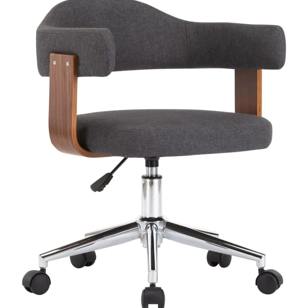 vidaXL Silla de oficina giratoria de madera curvada y tela Gris Online
