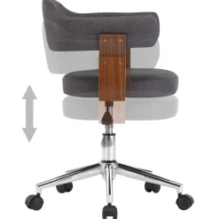 vidaXL Silla de oficina giratoria de madera curvada y tela Gris Online