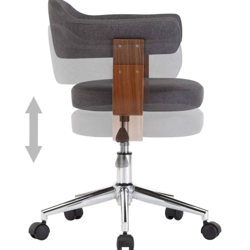 vidaXL Silla de oficina giratoria de madera curvada y tela Gris Online