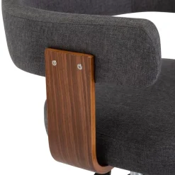 vidaXL Silla de oficina giratoria de madera curvada y tela Gris Online