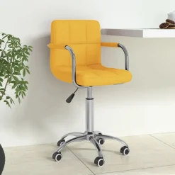 vidaXL Mobiliario De Oficina-Silla de oficina giratoria de tela amarilla mostaza