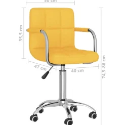 vidaXL Mobiliario De Oficina-Silla de oficina giratoria de tela amarilla mostaza