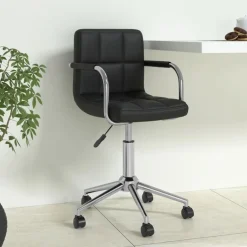 vidaXL Silla de oficina giratoria de cuero sintético Negro Clearance