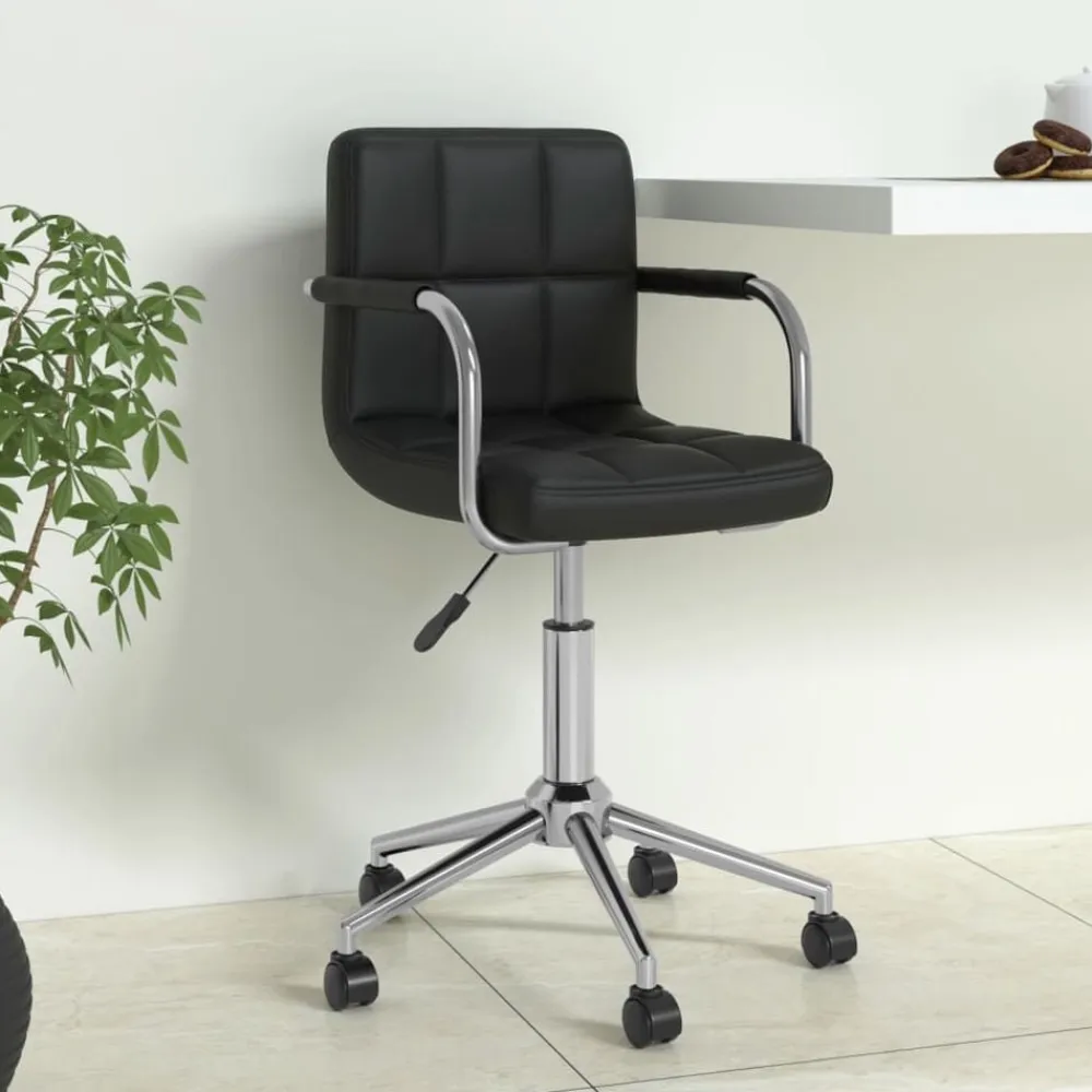 vidaXL Silla de oficina giratoria de cuero sintético Negro Clearance