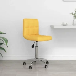 vidaXL Silla de oficina giratoria de tela amarilla mostaza Amarillo mostaza Best