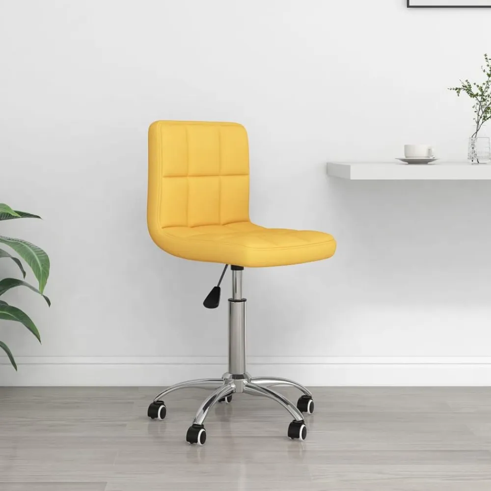vidaXL Silla de oficina giratoria de tela amarilla mostaza Amarillo mostaza Best