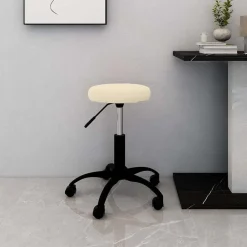 vidaXL Silla de oficina giratoria de terciopelo Crema New