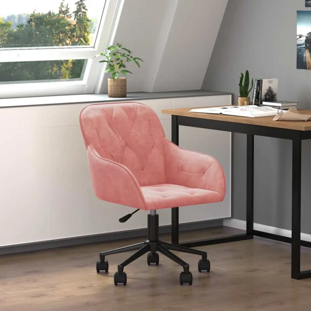 vidaXL Silla de oficina giratoria de terciopelo Rosa Online