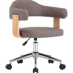 vidaXL Mobiliario De Oficina-Silla de oficina giratoria de madera curvada y tela gris taupe