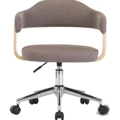 vidaXL Mobiliario De Oficina-Silla de oficina giratoria de madera curvada y tela gris taupe