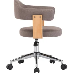 vidaXL Mobiliario De Oficina-Silla de oficina giratoria de madera curvada y tela gris taupe
