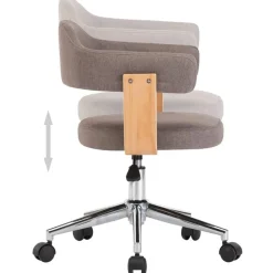 vidaXL Mobiliario De Oficina-Silla de oficina giratoria de madera curvada y tela gris taupe