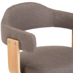 vidaXL Mobiliario De Oficina-Silla de oficina giratoria de madera curvada y tela gris taupe