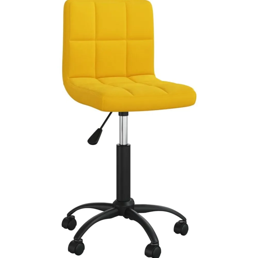vidaXL Mobiliario De Oficina-Silla de oficina giratoria de terciopelo amarilla mostaza