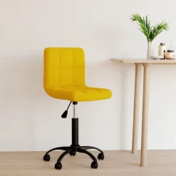 vidaXL Mobiliario De Oficina-Silla de oficina giratoria de terciopelo amarilla mostaza