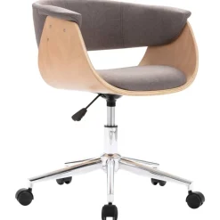 vidaXL Mobiliario De Oficina-Silla de oficina giratoria de madera curvada y tela gris taupe
