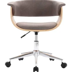 vidaXL Mobiliario De Oficina-Silla de oficina giratoria de madera curvada y tela gris taupe