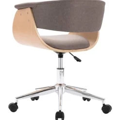 vidaXL Mobiliario De Oficina-Silla de oficina giratoria de madera curvada y tela gris taupe