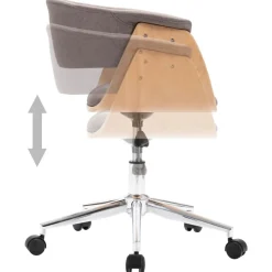 vidaXL Mobiliario De Oficina-Silla de oficina giratoria de madera curvada y tela gris taupe