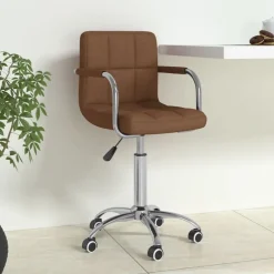 vidaXL Silla de oficina giratoria de tela marrón Marr&oacute;n Online