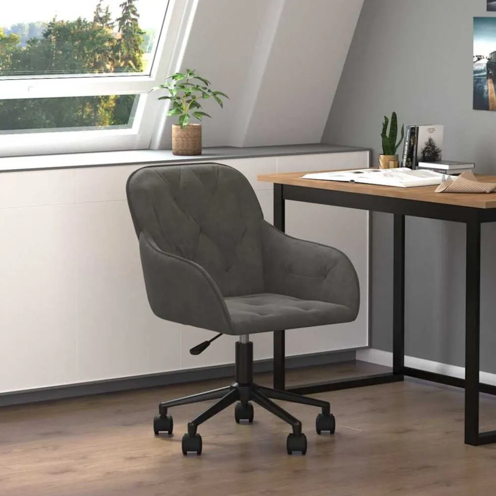 vidaXL Mobiliario De Oficina-Silla de oficina giratoria de terciopelo
