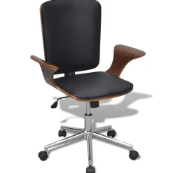 vidaXL Mobiliario De Oficina-Silla de oficina giratoria madera curvada y cuero artificial