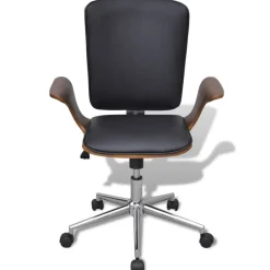 vidaXL Mobiliario De Oficina-Silla de oficina giratoria madera curvada y cuero artificial