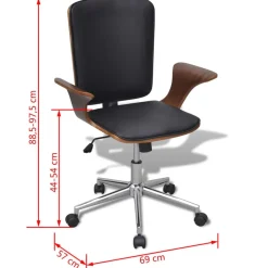 vidaXL Mobiliario De Oficina-Silla de oficina giratoria madera curvada y cuero artificial