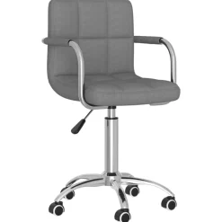 vidaXL Silla de oficina giratoria de tela Gris claro