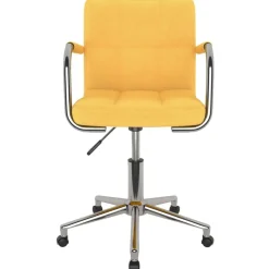 vidaXL Silla de oficina giratoria de tela amarilla mostaza Amarillo mostaza Clearance