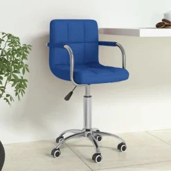 vidaXL Silla de oficina giratoria de tela Azul Best