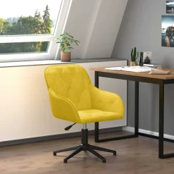 vidaXL Silla de oficina giratoria de terciopelo Amarillo