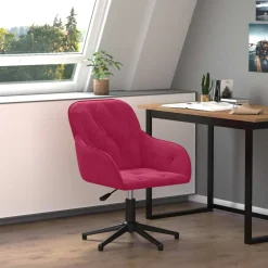 vidaXL Silla de oficina giratoria de terciopelo rojo tinto Rojo vino tinto Outlet