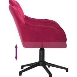 vidaXL Silla de oficina giratoria de terciopelo rojo tinto Rojo vino tinto Outlet