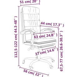 vidaXL Mobiliario De Oficina-Silla de oficina reclinable de tela