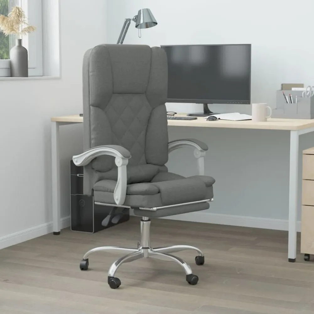 vidaXL Mobiliario De Oficina-Silla de oficina reclinable con masaje de tela
