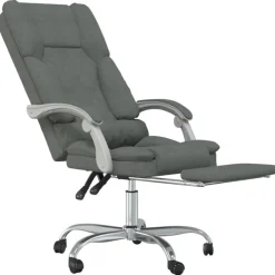 vidaXL Mobiliario De Oficina-Silla de oficina reclinable con masaje de tela